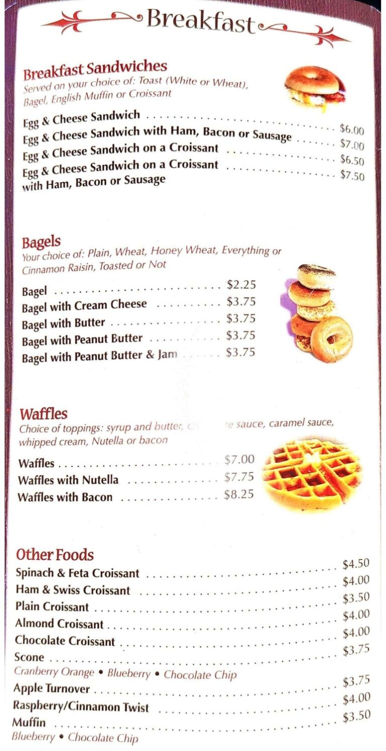 Menu Broadway's Pastry & Coffee Shop